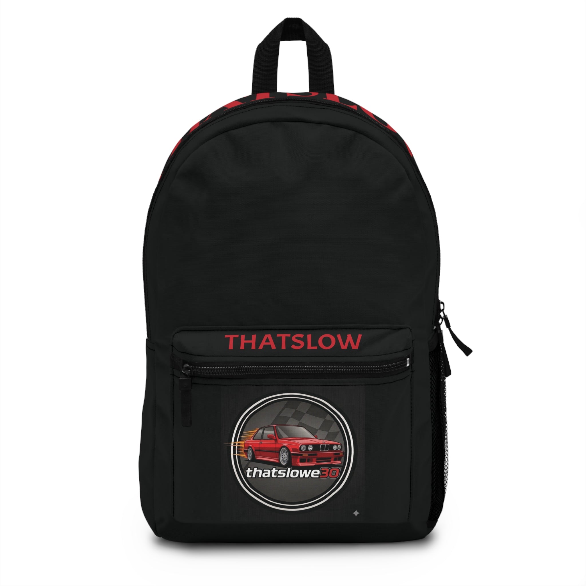 Thatslow Red Classic Car Backpack – Racing Badge School & Travel Bag